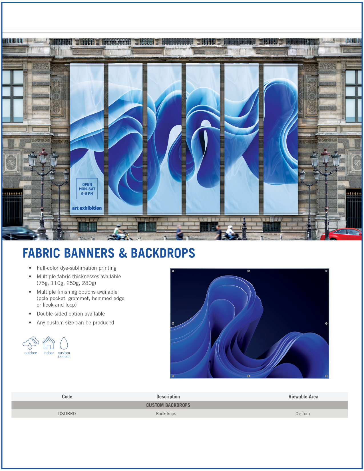 Link to our Fabric Banners and Backdrops Unbranded Sales Flyer